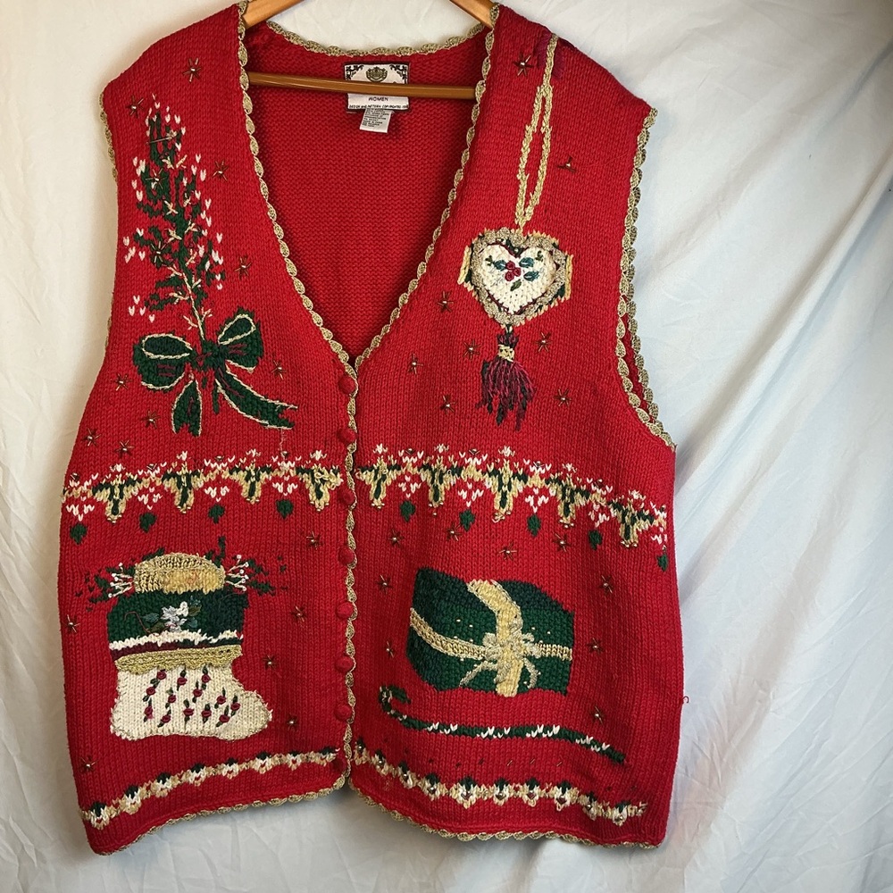 Tiara Red Holiday Sweater Vest